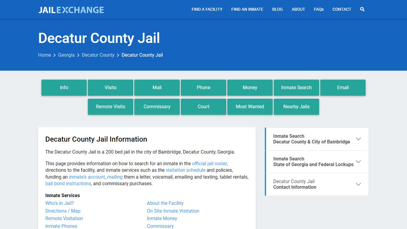 Decatur County Jail, GA Inmate Search, Information