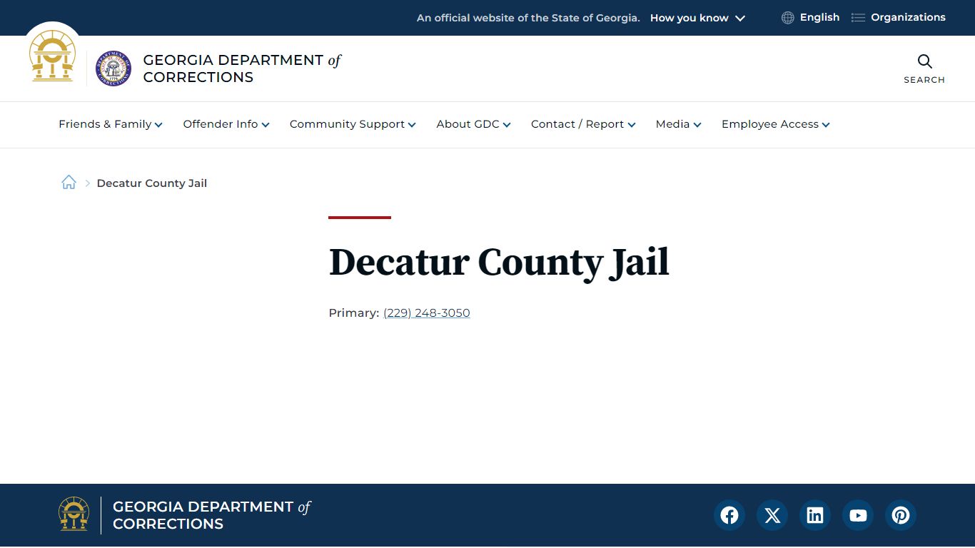 Decatur County Jail | Georgia Department of Corrections